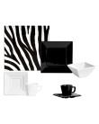 Aparelho de Jantar Quadrado de Faiança 42 Peças - Porto Brasil Zebra Foto Aparelho de Jantar Quadrado de Faiança 42 Peças - Porto Brasil Zebra