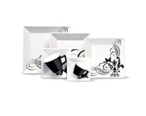 Aparelho de Jantar Quadrado de Porcelana 42 Peças - Oxford Porcelanas Quartier Tatoo