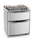 Foto Fogão de Piso Electrolux Blue Touch Nutri Vapor 5 Bocas Acendimento Superautomático Inox com Forno Duplo Grill 76DVX