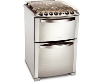 Fogão de Piso Electrolux Celebrate 4 Bocas Acendimento Automático Acabamento Inox com Forno Duplo Grill 56DTX