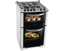 Fogão de Piso Electrolux Revolux Duplo Forno 4 Bocas Acendimento Automático Acabamento Inox com Forno Duplo 56LX