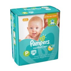 Fralda Pampers Confort Sec Tamanho P 28 Unidades Peso Indicado 5 - 7,5kg