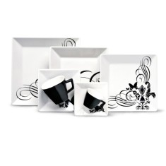 Aparelho de Jantar Quadrado de Porcelana 42 peças - Quartier Tattoo Oxford Porcelanas