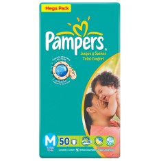 Fralda Pampers Total Confort Tamanho M Mega 50 Unidades Peso Indicado 6 - 11kg