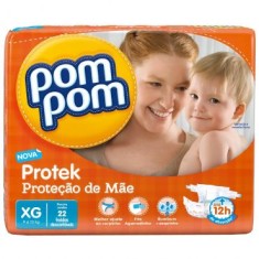 Fralda Pom Pom Protek Proteção de Mãe Tamanho XG Jumbo 22 Unidades Peso Indicado 9 - 13kg