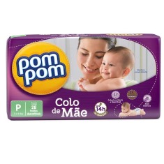 Fralda Pom Pom Colo de Mãe Tamanho P 28 Unidades Peso Indicado 3 - 6kg