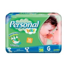 Fralda Personal Baby Tamanho G Jumbo 28 Unidades Peso Indicado 8 - 12,5kg
