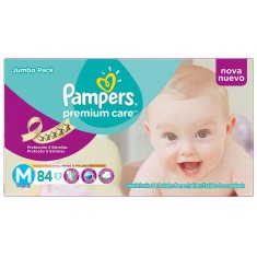 Fralda Pampers Premium Care Tamanho M Jumbo 84 Unidades Peso Indicado 6 - 9kg