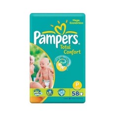 Fralda Pampers Total Confort Tamanho P Mega 58 Unidades Peso Indicado Até 8kg