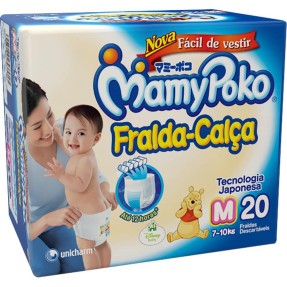 Fralda de Vestir MamyPoko Fralda-Calça Tamanho M Regular 20 Unidades Peso Indicado 7 - 10kg