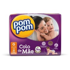Fralda Pom Pom Colo de Mãe Tamanho G Jumbo 20 Unidades Peso Indicado 9 - 13kg