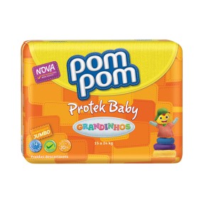 Fralda Pom Pom Protek Baby Tamanho G Jumbo 14 Unidades Peso Indicado 15 - 24kg