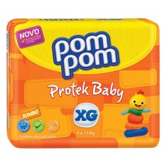 Fralda Pom Pom Protek Baby Tamanho XG Jumbo 22 Unidades Peso Indicado 9 - 13kg