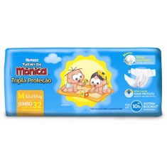 Fralda Huggies Turma da Mônica Tripla Proteção Tamanho M Jumbo 32 Unidades Peso Indicado 5,5 - 9,5kg