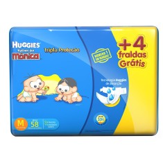 Fralda Huggies Turma da Mônica Tripla Proteção Tamanho M Mega 58 Unidades Peso Indicado 5,5 - 9,5kg