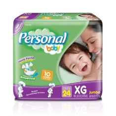 Fralda Personal Baby Tamanho XG Jumbo 24 Unidades Peso Indicado +12kg
