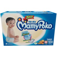 Fralda MamyPoko Super Seca Tamanho M Jumbo 100 Unidades Peso Indicado 7 - 10kg