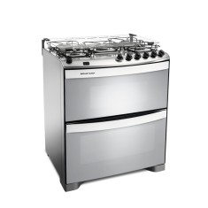 Fogão de Piso Brastemp Clean 5 Bocas Acendimento Automático Acabamento Inox com Forno Duplo BFD5NAR