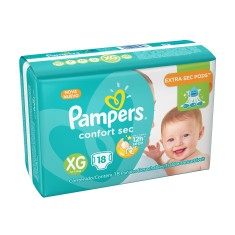 Fralda Pampers Confort Sec Tamanho XG 18 Unidades Peso Indicado 12 - 15kg