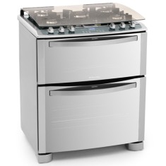 Fogão de Piso Electrolux Blue Touch Nutri Vapor 5 Bocas Acendimento Superautomático Acabamento Inox com Forno Duplo Grill 76DVX