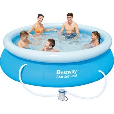Piscina Inflável 2.300 l Redonda Bestway Fast Set com Bomba Filtrante