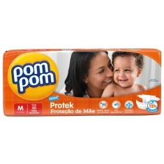 Fralda Pom Pom Protek Proteção de Mãe Tamanho M Jumbo 30 Unidades Peso Indicado 4 - 9kg