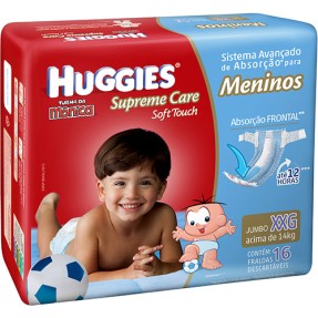 Fralda Huggies Turma da Mônica Supreme Care Soft Touch Menino Tamanho XXG Jumbo 16 Unidades Peso Indicado +14kg