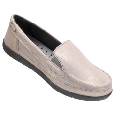 Tênis Crocs Feminino Casual Walu Shimmer Leather Loafer