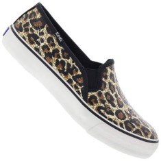 Tênis Keds Feminino Casual Double Decker Raffia Leopard