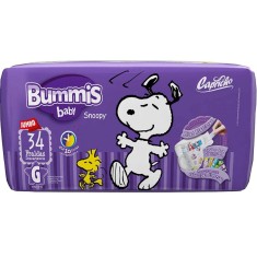 Fralda Capricho Snoopy Bummis Tamanho G Jumbo 34 Unidades Peso Indicado 10 - 13kg