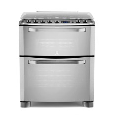 Fogão de Piso Electrolux 5 Bocas Acendimento Automático Acabamento Inox com Forno Duplo Grill 76RXD
