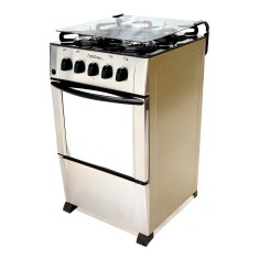 Fogão de Piso Braslar 4 Bocas Acendimento Automático Acabamento Inox Top Glass