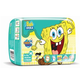 Fralda G&B Higiênicos Bob Esponja Extreme Protection Tamanho M Mega 46 Unidades Peso Indicado 5 - 10kg