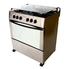 Fogão de Piso Braslar 5 Bocas Acendimento Automático Acabamento Inox Top Glass