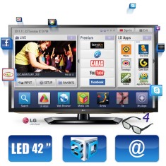 TV LED 42" Smart TV LG Cinema 3D Full HD 4 HDMI Conversor Digital Integrado 42LM6200