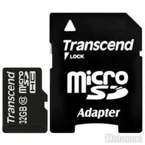 Cartão de Memória Micro SDHC com Adaptador Transcend 32 GB TS32GUSDHC10