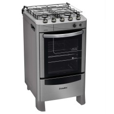 Fogão de Piso Esmaltec 4 Bocas Acendimento Automático Acabamento Inox Safira