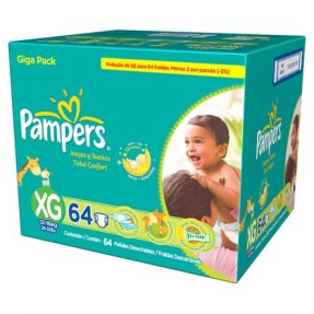 Fralda Pampers Total Confort Tamanho XG Giga 64 Unidades Peso Indicado 12 - 16kg