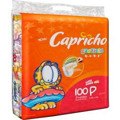 Fralda Capricho Garfield Tamanho P Super Jumbo 100 Unidades Peso Indicado 3,5 - 5kg