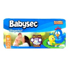 Fralda Babysec Galinha Pintadinha Ultraprotect Tamanho M Jumbo 28 Unidades Peso Indicado 5 - 9,5kg