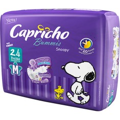 Fralda Capricho Snoopy Bummis Tamanho M Econômica 24 Unidades Peso Indicado 5 - 10kg