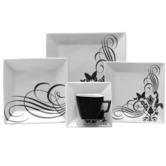 Aparelho de Jantar Quadrado de Porcelana 20 peças - Quartier Tattoo Oxford Porcelanas