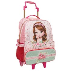 Mochila com Rodinhas Escolar Tilibra Jolie Morena Luxo G