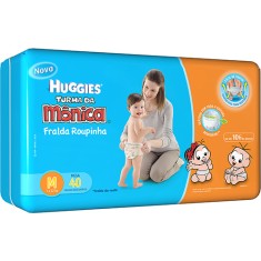 Fralda Huggies Turma da Mônica Fralda Roupinha Tamanho M Mega 40 Unidades Peso Indicado 7 - 12kg
